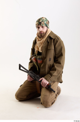 Whole Body Weapons-Rifle Man Pose with machine rifle White Army Athletic Bearded Studio photo references